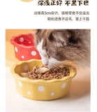【Cat Bowl】Lace Ceramic Polka Dot Water Bowl 14.4cm*5cm