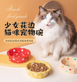 【Cat Bowl】Lace Ceramic Polka Dot Water Bowl 14.4cm*5cm