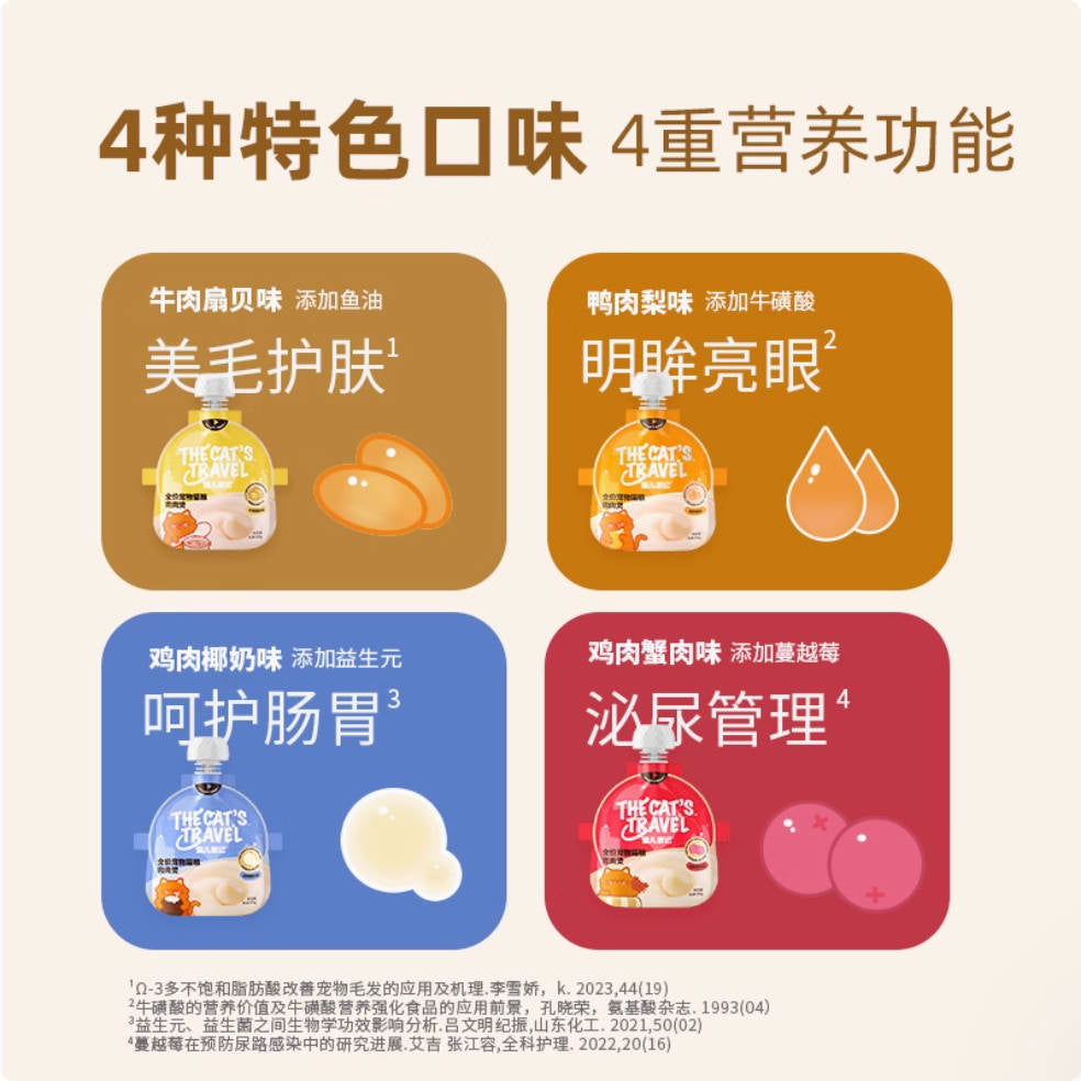The Cat's Travel猫儿游记全价主食功能肉肉煲混合口味50g*4