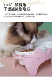 【猫碗】双陶瓷碗带斜口碗架粉色
