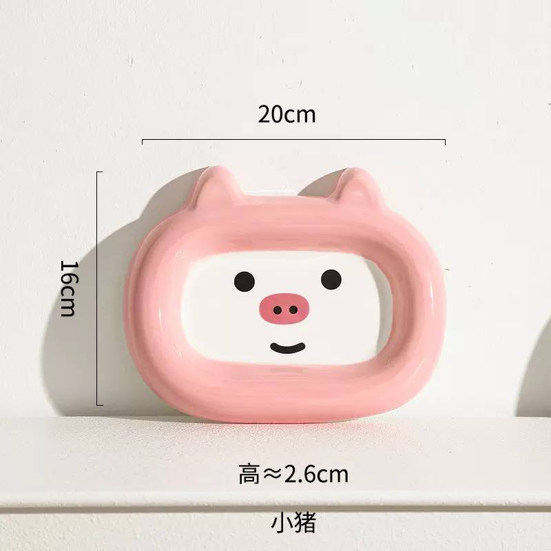 【猫碗】猫耳陶瓷盘湿粮盘20cm*2.6cm