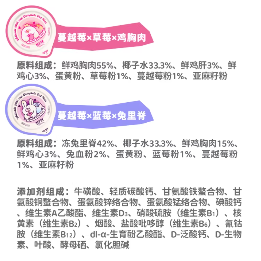 乌力乌力双莓椰椰奶全价猫用主食餐盒50g*4