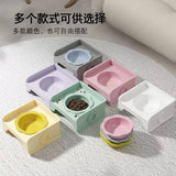 【猫碗】太阳花朵碗带方块碗架粉色