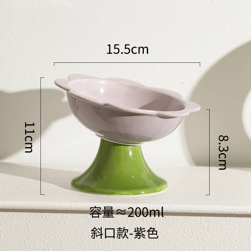 【猫碗】花朵边斜口高脚碗15.5cm*8.3cm